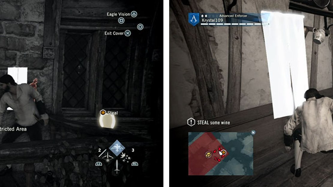 Wait for the Brute to move right to enter and then left before interacting with the barrel.