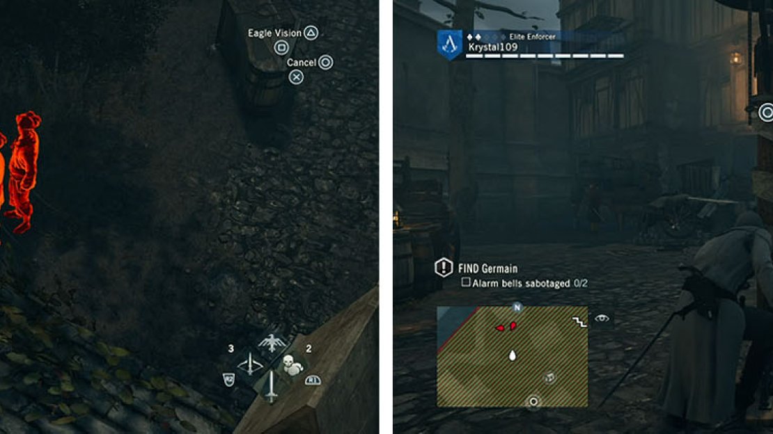 Phantom Blade the guards in the courtyard to clear the area and sabotage the bell.
