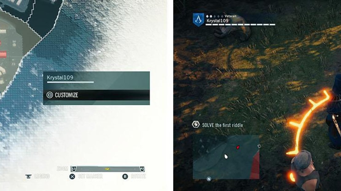 The second symbol is to the east of the starting position in the swamps nearby.