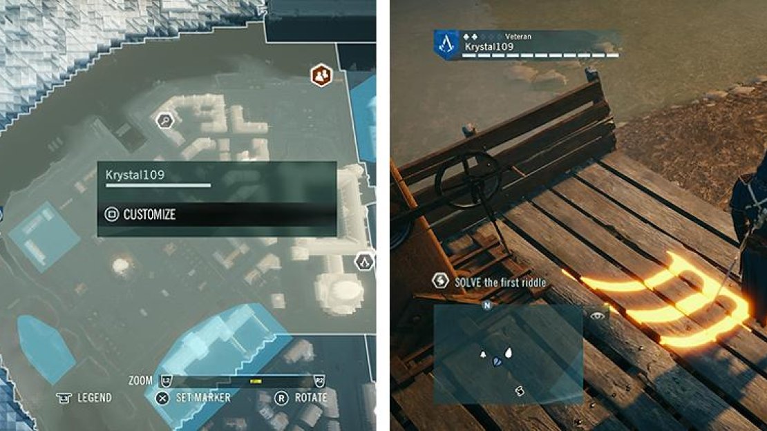 The second symbol is on a wooden structure north of the starting position.