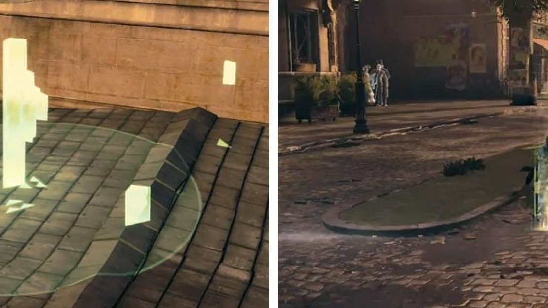 Green data is with 50 pts, but you must stand on it for a few second to decrypt it (left). Trapped Assassin’s are worth 250 - 1,000 pts and must be received (right).