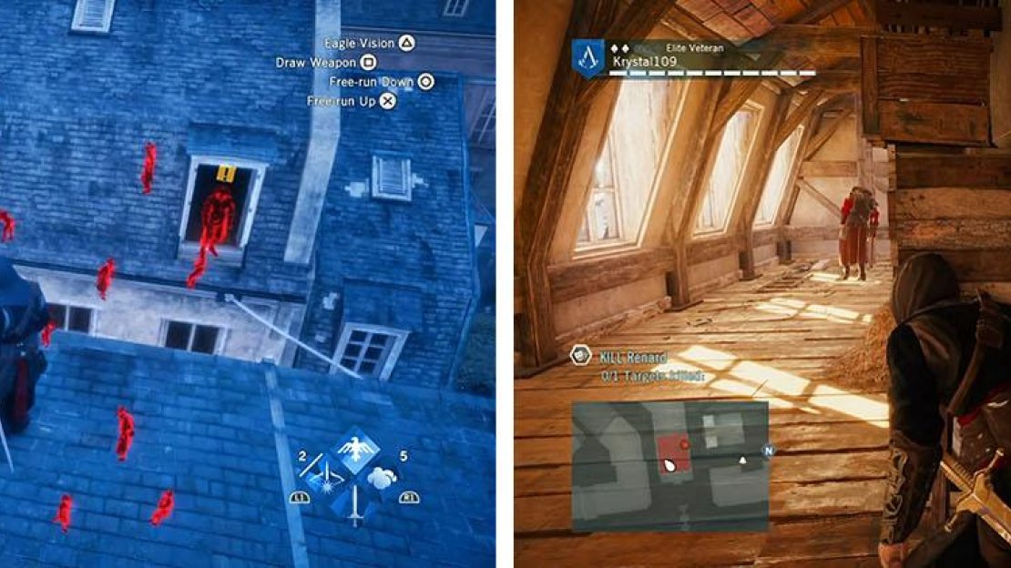 Renard is heavily guarded, but an open window in the attic is the perfect infiltration point.