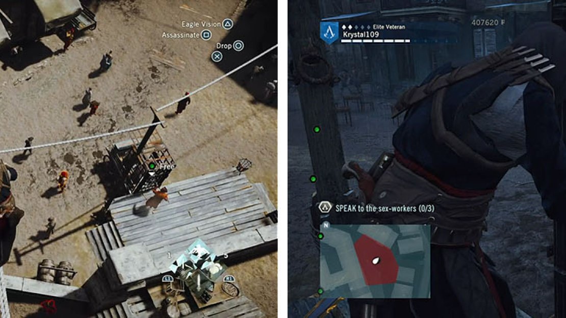 The first group of women are caged in a guarded square. Hit an enemy with a Berserk Blade and then kill any remaining enemies to free the women.