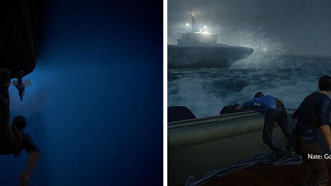 Submerge to avoid the incoming boat and when you return to the boat take cover.