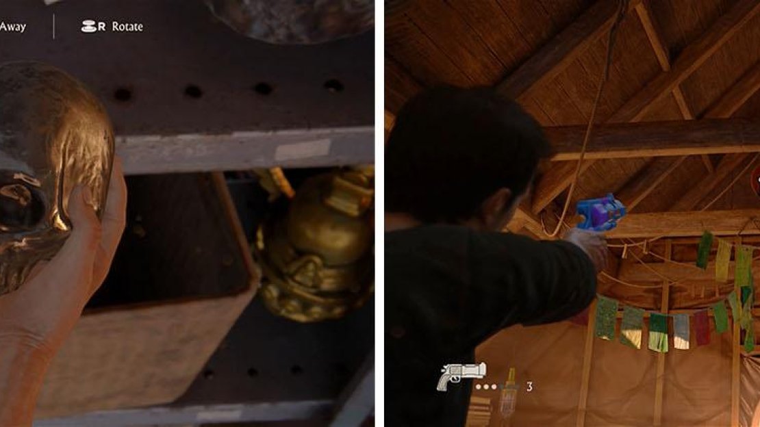 Check out the remains of Nate’s previous expeditions and test out your toy gun.