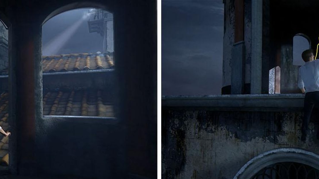 Wait for the lights to turn away and jump to the nearby tower to kill an enemy.