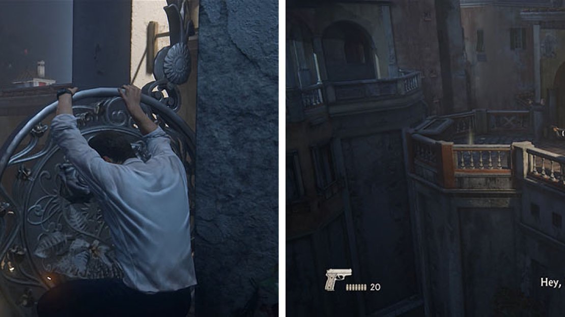 When you reach the round sign you’ll get a gun to finally play offensively.