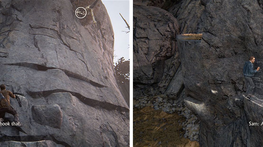 Zig-zag up the cliffside until you can boost Sam up the ledge to continue.