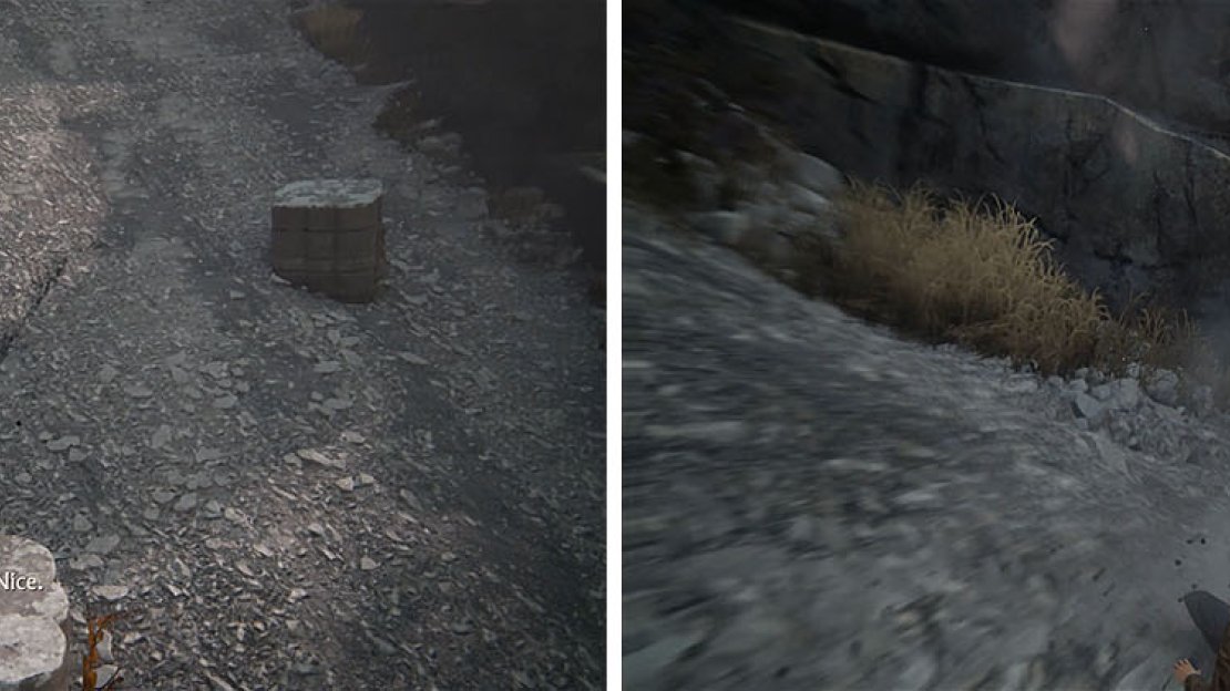 Use the pillars to reach the highest part of the slope and then slide down and grab the ledges on the opposite side.