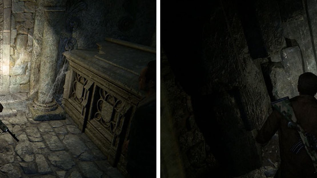 Search the crypt for a Journal Note down the stairs and a treasure in the final area.