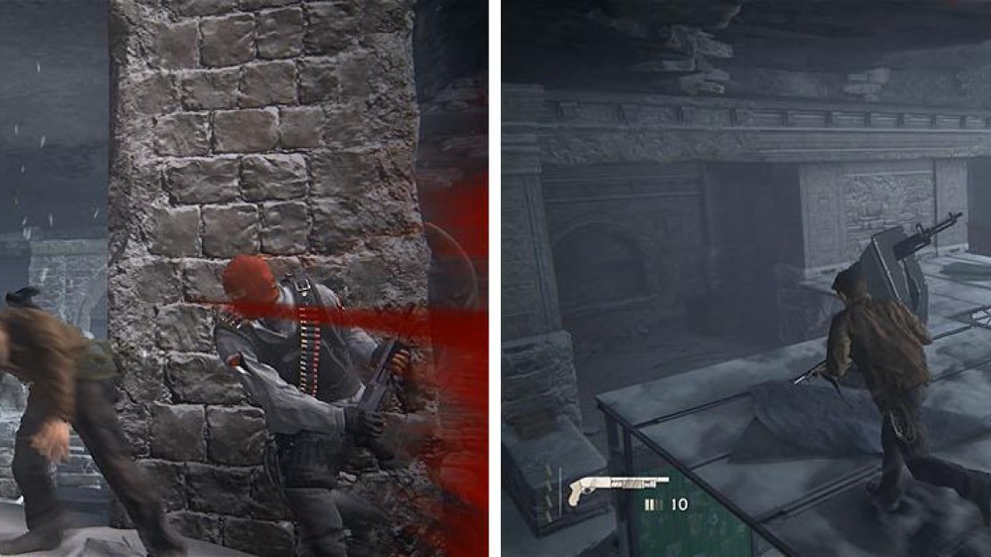 Watch out for the enemy with the shotgun before you work to free the turret.