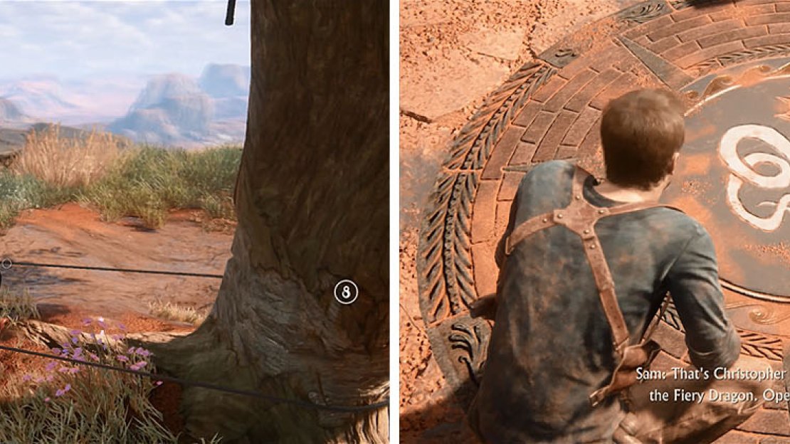 Attach the winch around the tree before you check out the tower nearby.