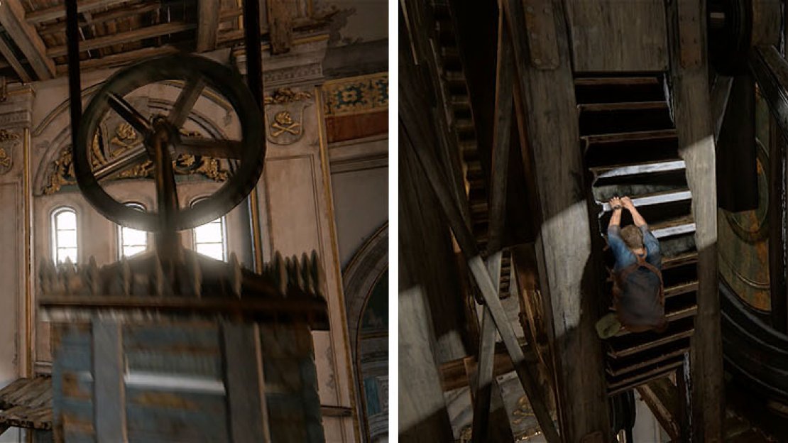 You’ll need to climb the counterweights and the gears to reach the zodiac bells.