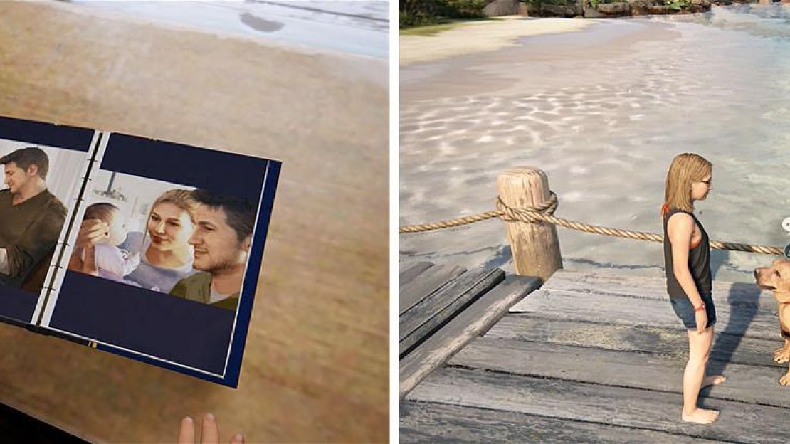 Explore the house to see what Elena and Nate have been up to for the last 10+ years and then speak with the dog on the docks for the last conversation.