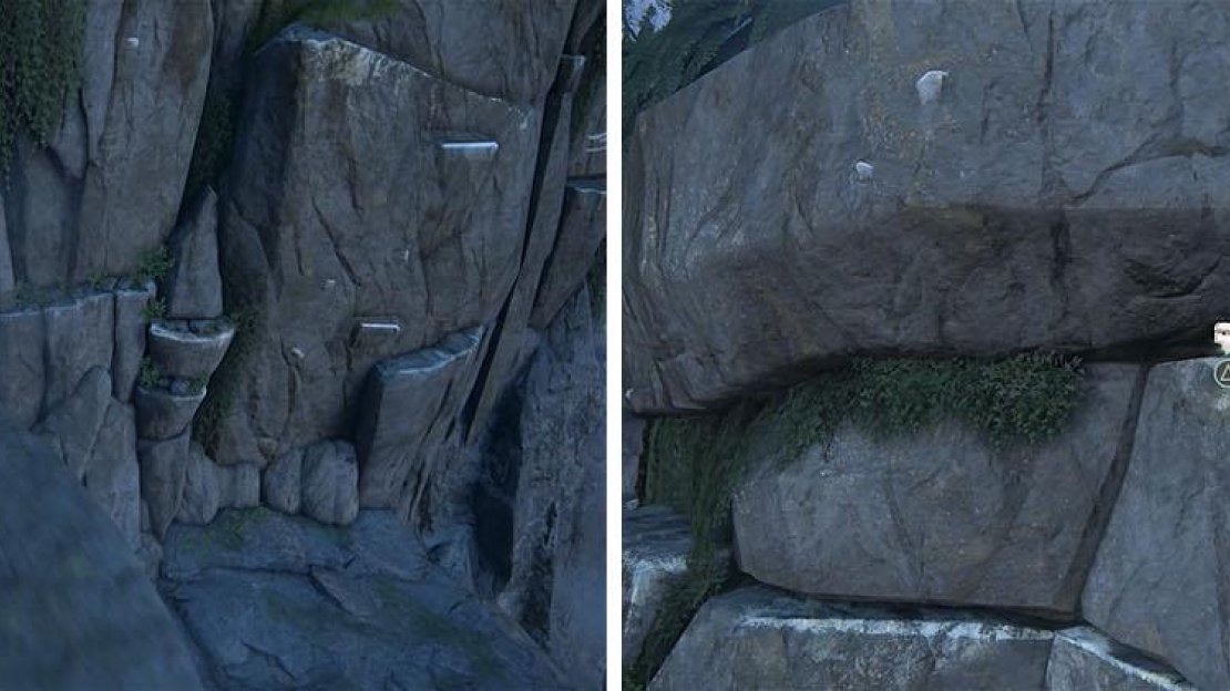 Keep an eye out for a treasure in a crack as you climb the cliff ledges.