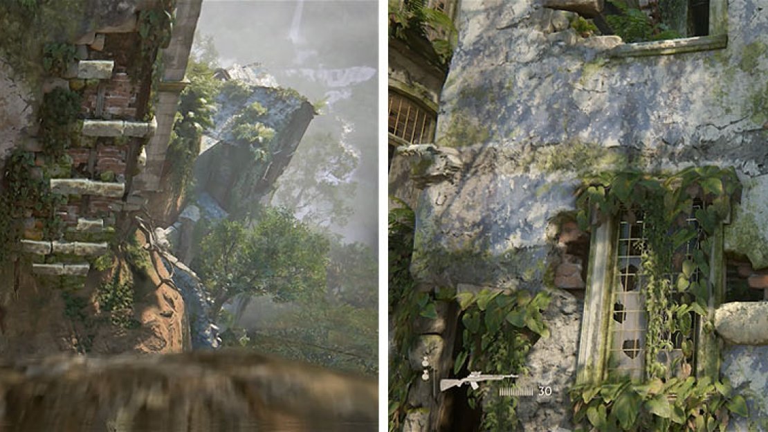 Jump to the building at the end of the mud slide and make your way up the sides.