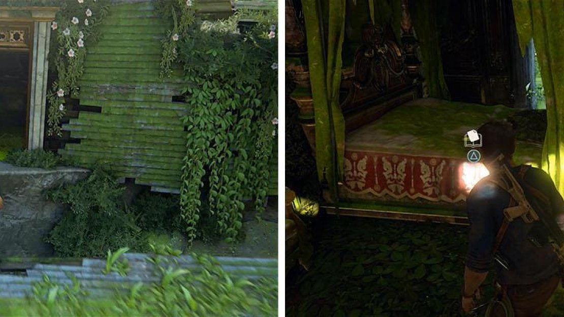 Jump across the ruins of the building to find a bedroom with a journal note.