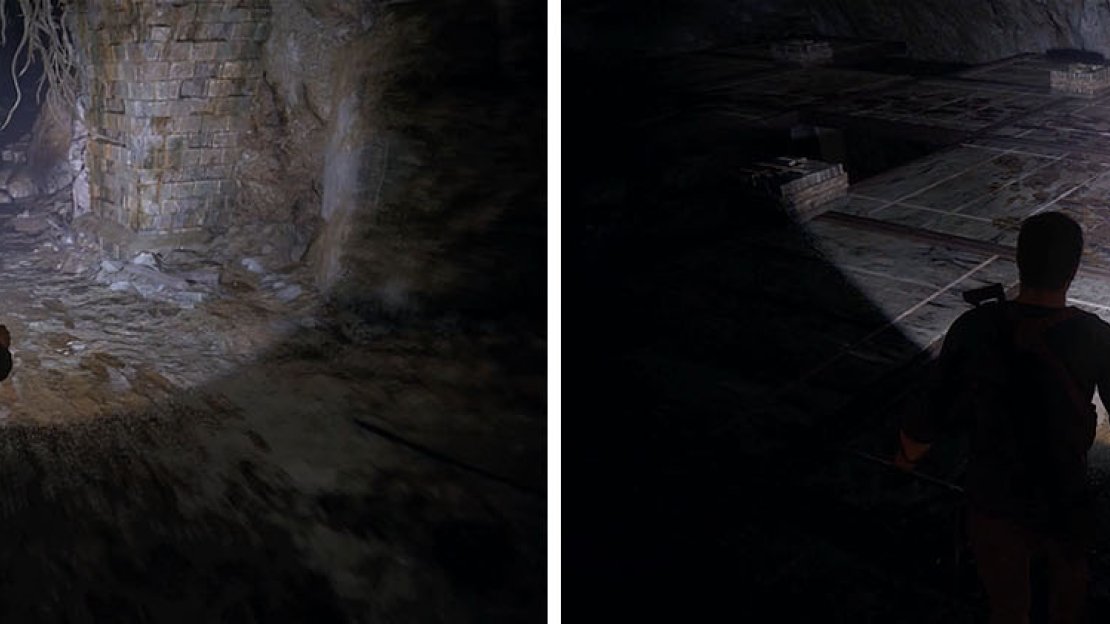 Follow the Shoreline footprints through the tunnels and across the first puzzle.