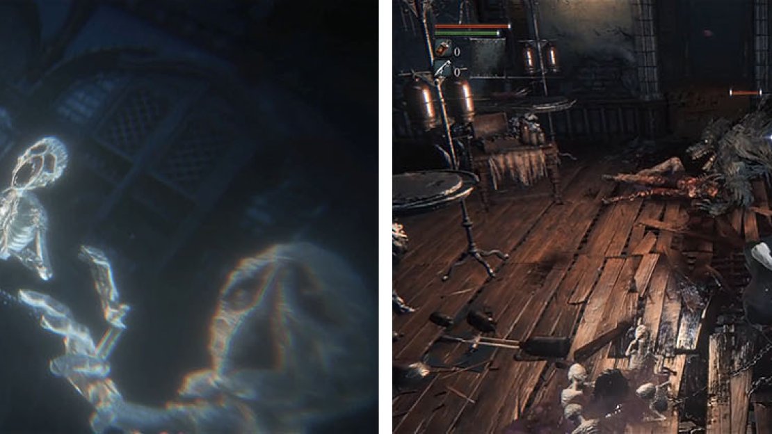 After creating a character you can head downstairs to meet the first enemy in Bloodborne.