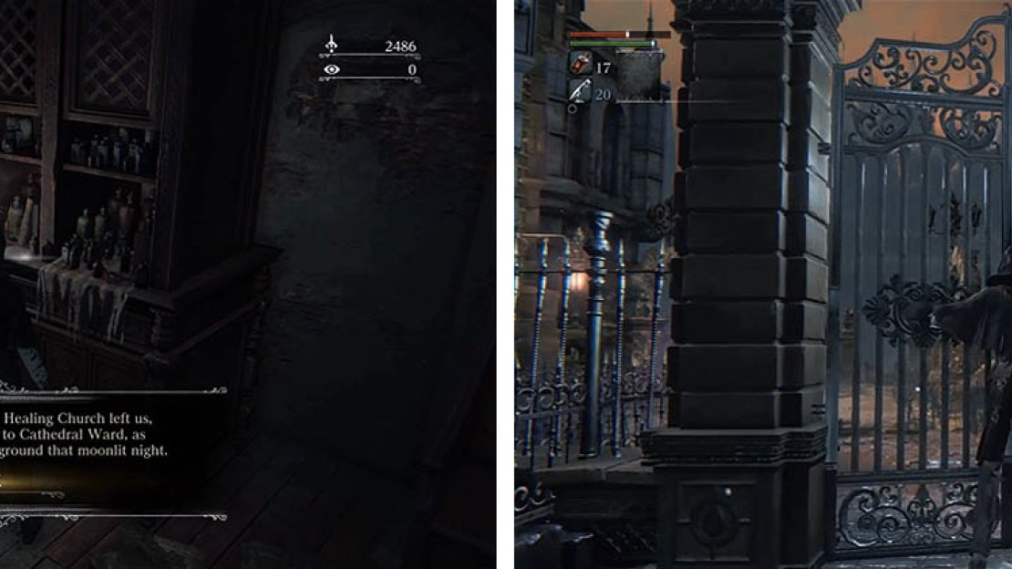 Check the house for a lore note and exit the other side to find a shortcut gate to the lamp.