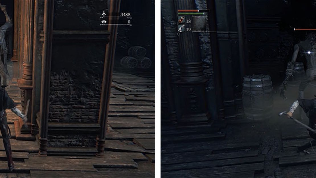Kill the Large Huntsman hiding behind the pillars and then sneak up behind the other one.