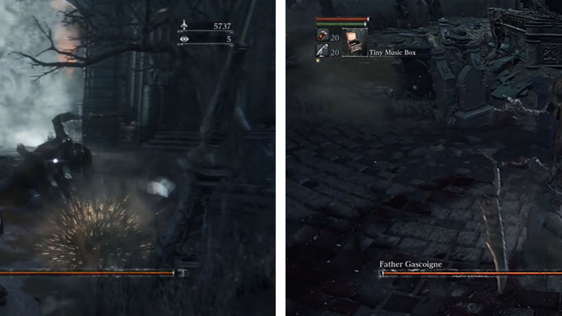 In human form you can simply avoid his attacks while using the Tiny Music Box.
