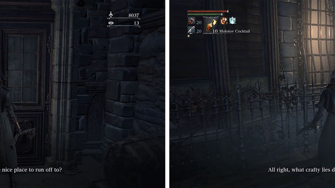 Speak with the door and window in the Cathedral Ward alley to move two NPCs.