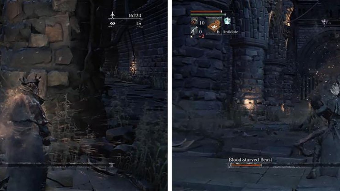 In the later Phases it becomes crucial to use the environment for cover to heal (left). Avoid the wild attacks and you should find the back of the beast facing you often (right).