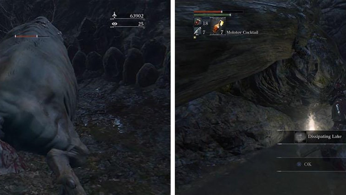 Sneak up behind the Maneater Boar and then check the water for a valuable rune.