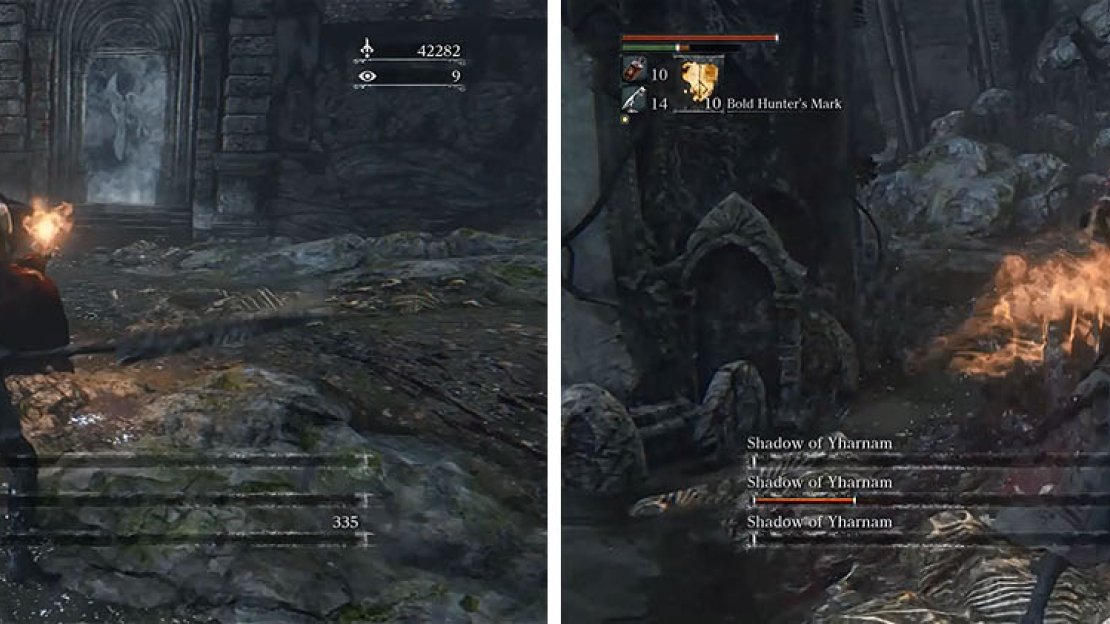 Lower the remaining Shadows’ health to around 25% (left) and then kill one. You must then rush to kill the remaining Shadow asap (right).