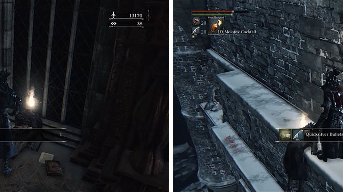 Pick up the hidden Blood Chunk and then make sure to check the ledge for some bullets.