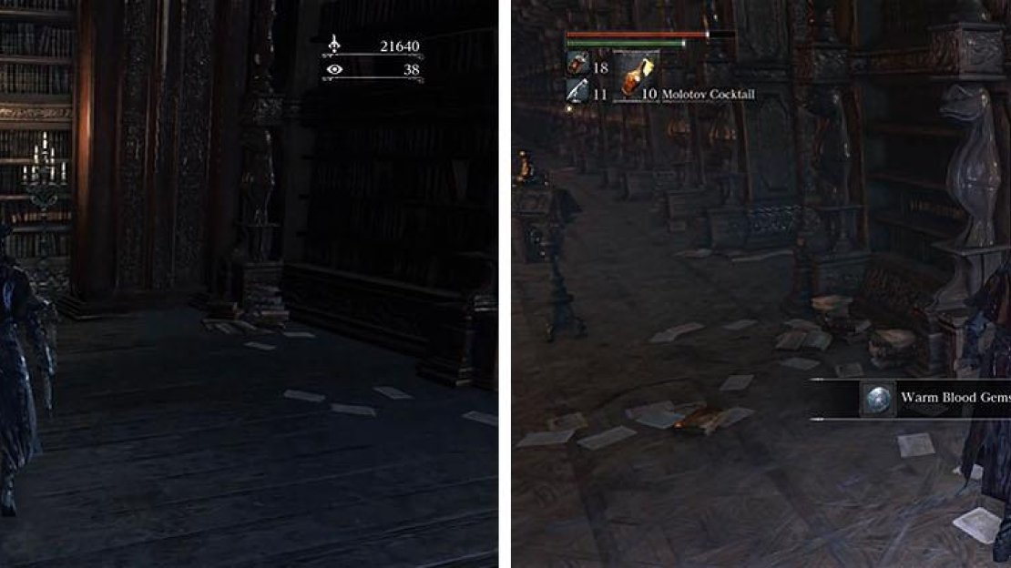 Unlock the shortcut to climb up and open the chest with a Blood Gemstone.