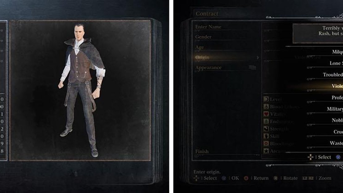 After choosing your appearance you’ll want to pick an Origin for starting stats.