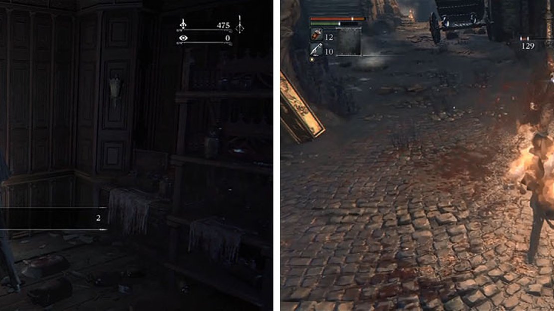 There are two ways to restore health: by using Blood Vials and by using Regain.