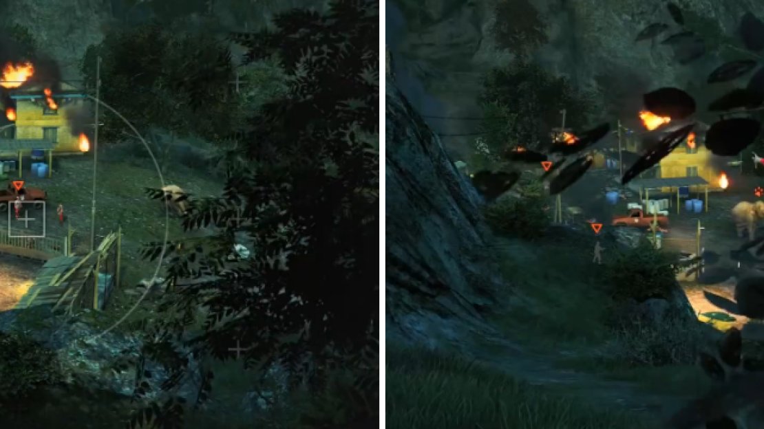 Shoot the gate of the cage to free the elephant, who will easily capture the outpost for you.