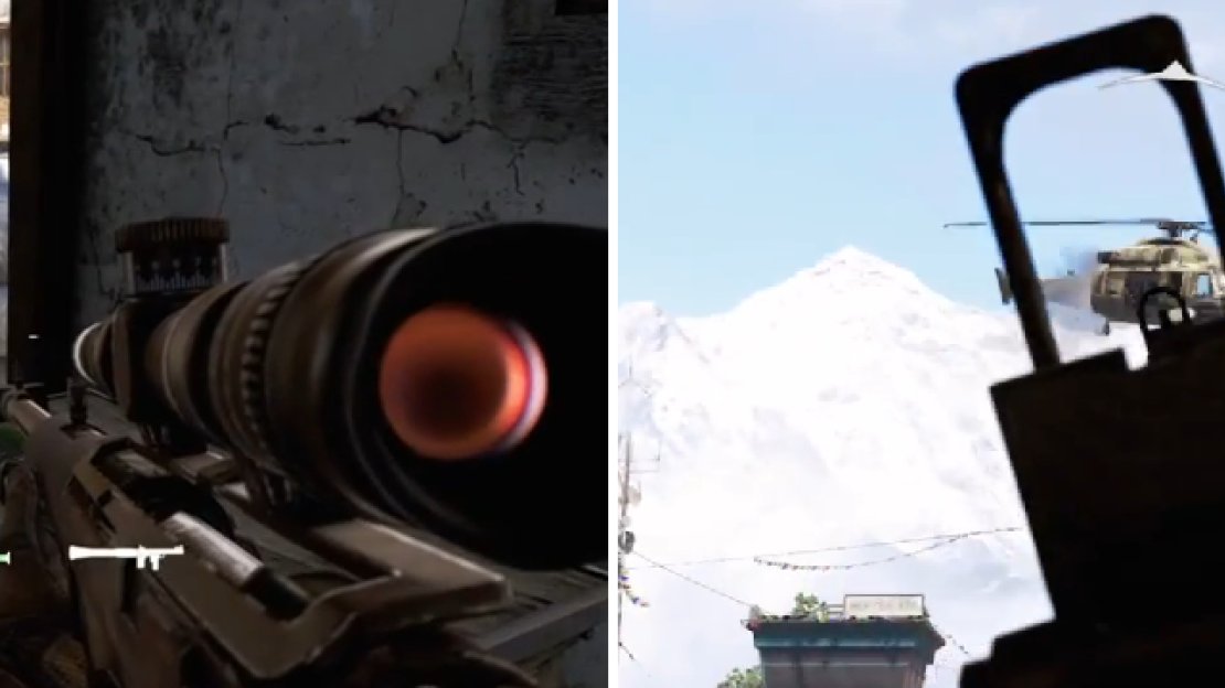 There’s a RPG on the table inside of the warehouse that can help take down the helicopter.