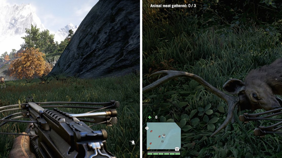 Using the required weapon, kill the animals you need and skin them to get the meats.