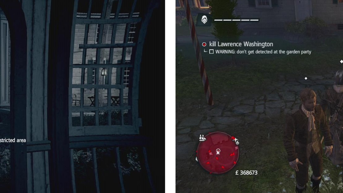 Once you have spotted the target (left). Blend into a crowd (right) and assassinate him as he walks by.