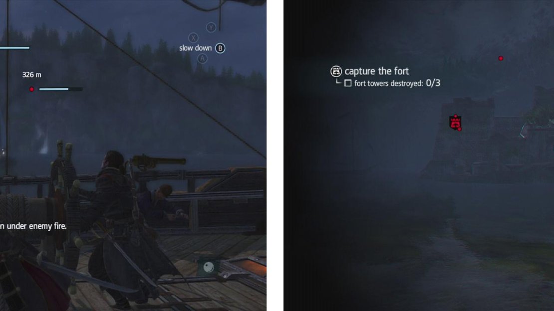 When you attack the fort (left) remember to brace if you can’t avoid an attack and use mortars from a distance (right) to great effect.