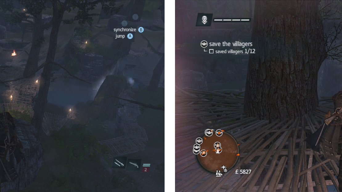 In Orenda (left) there are plenty of sets of hostages and guards (right). Free enough hostages to continue.