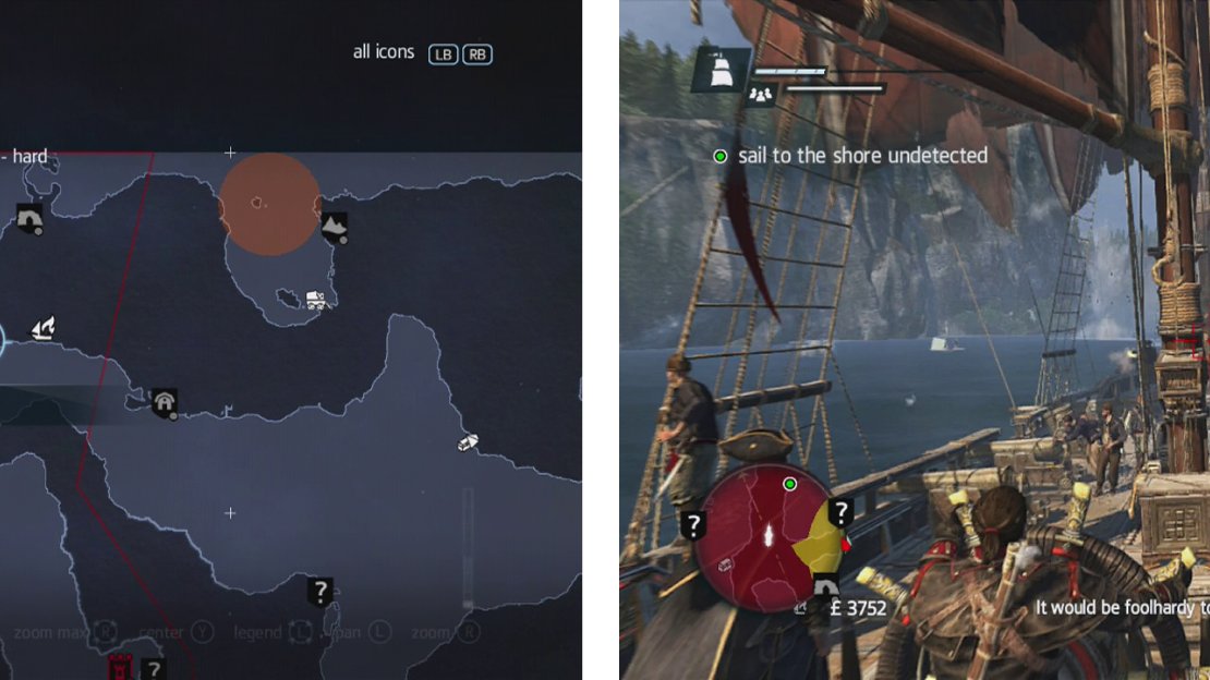 Make your way to the green objective marker (left) and shoot the mines with the puckle gun (right).