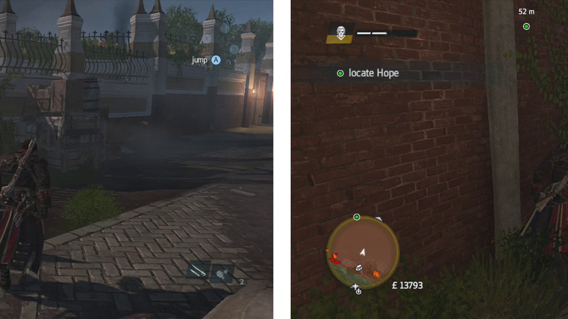 Climb the tree on the beach (left) to reach a scalable portion of the wall (right) to enter the fort.