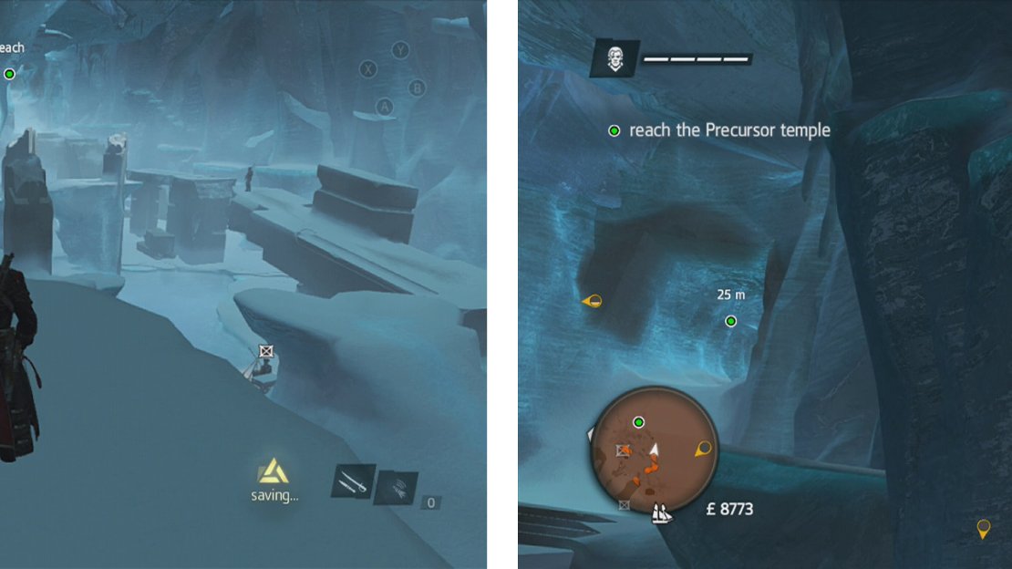 When you reach the indoor areas (left) use the ledges along the sides of the room (right) to avoid a fight.