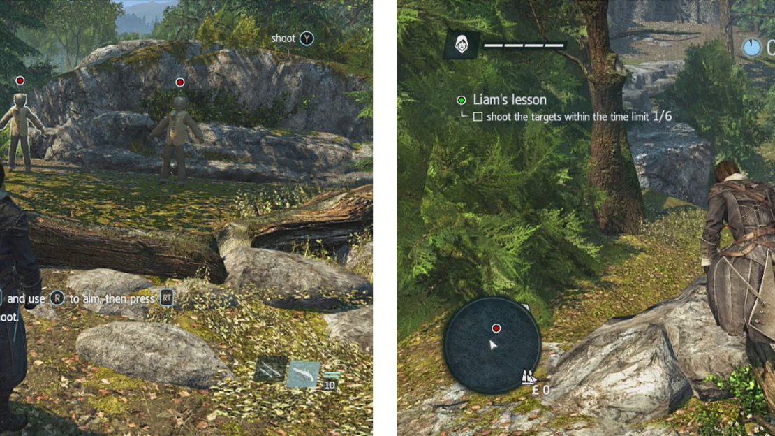 Practice shooting (left) before running the shooting course (right).
