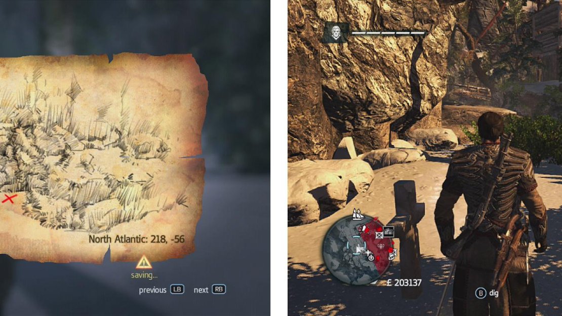 Go to the co-ordinates on the map (left) and find the location drawn (right) to find a dig spot.
