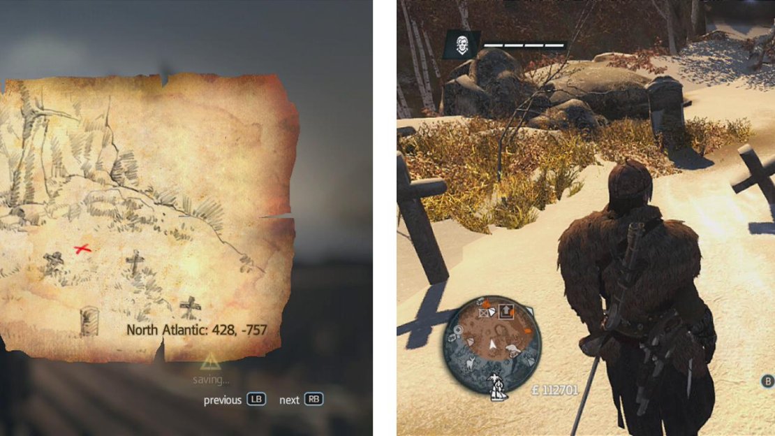 Go to the co-ordinates on the map (left) and find the location drawn (right) to find a dig spot.