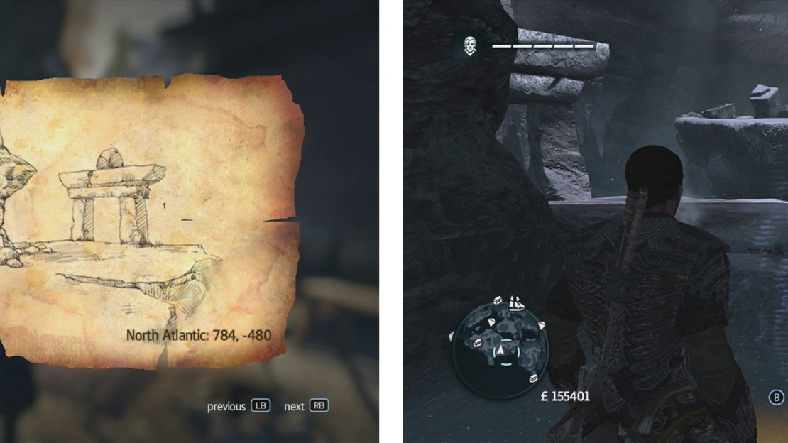 Go to the co-ordinates on the map (left) and find the location drawn (right) to find a dig spot.