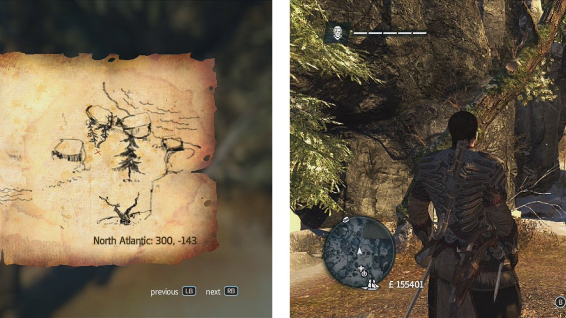 Go to the co-ordinates on the map (left) and find the location drawn (right) to find a dig spot.