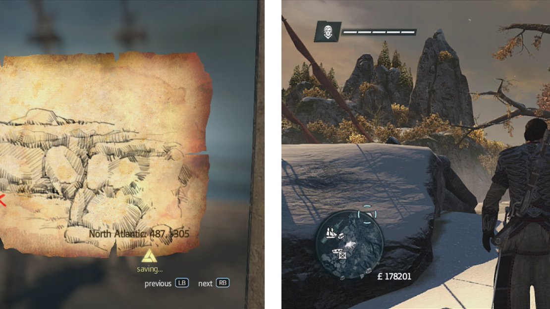 Go to the co-ordinates on the map (left) and find the location drawn (right) to find a dig spot.
