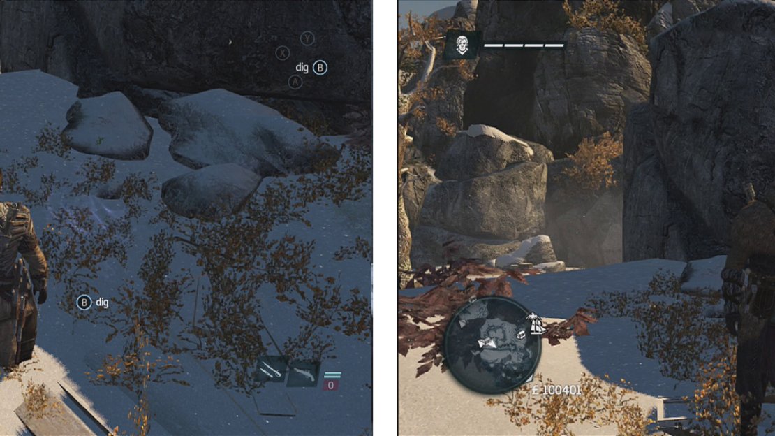 Find the buried treasure at Pearl Island (left) for a Viking armour set (right).